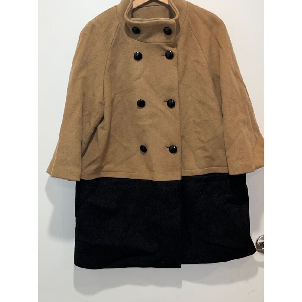 COACH Wool Angora two tones Coat Black Beige logo buttons sz Medium - Picture 4 of 9